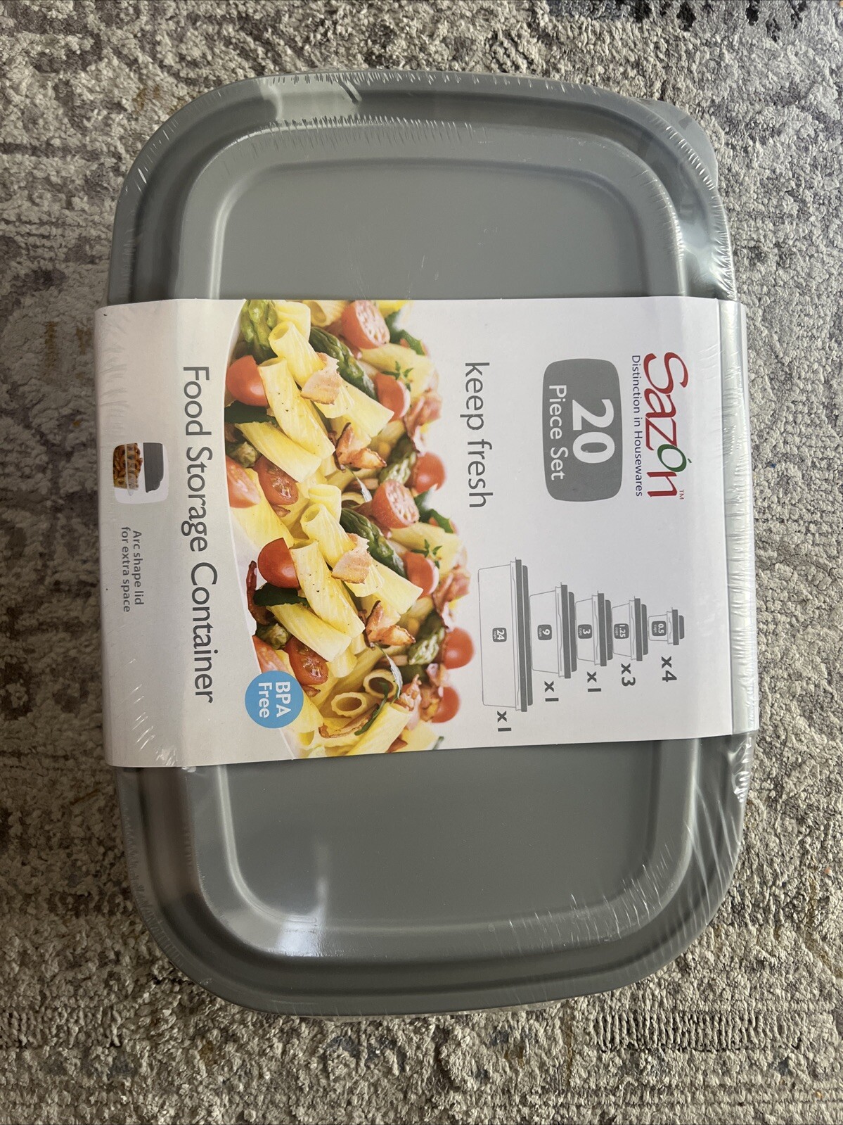 🔥 Sazon clear red lids 20 Piece Food Storage Container 20 Piece Set 5 Dif Bowls