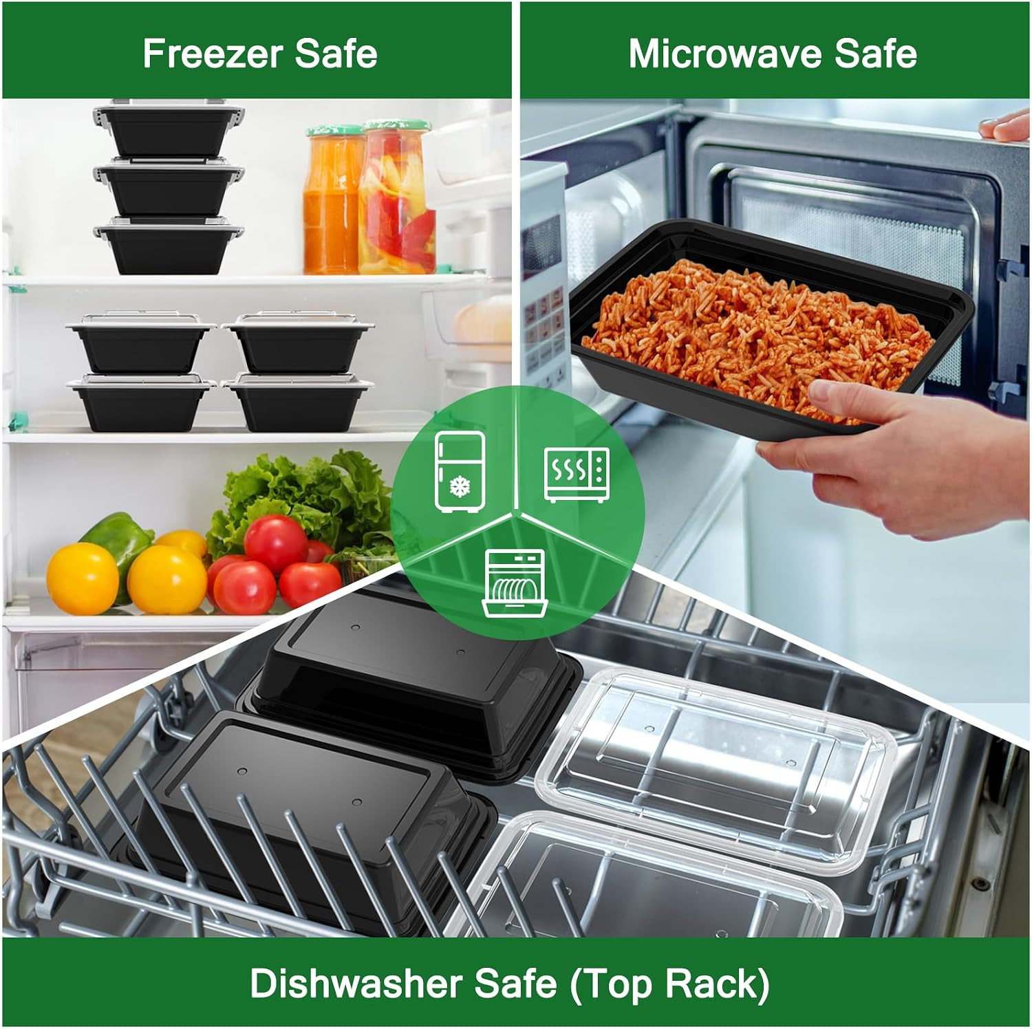 Dealusy 50 Pack (100-Piece) 38 Oz Meal Prep Containers Reusable with Lids, Sturd