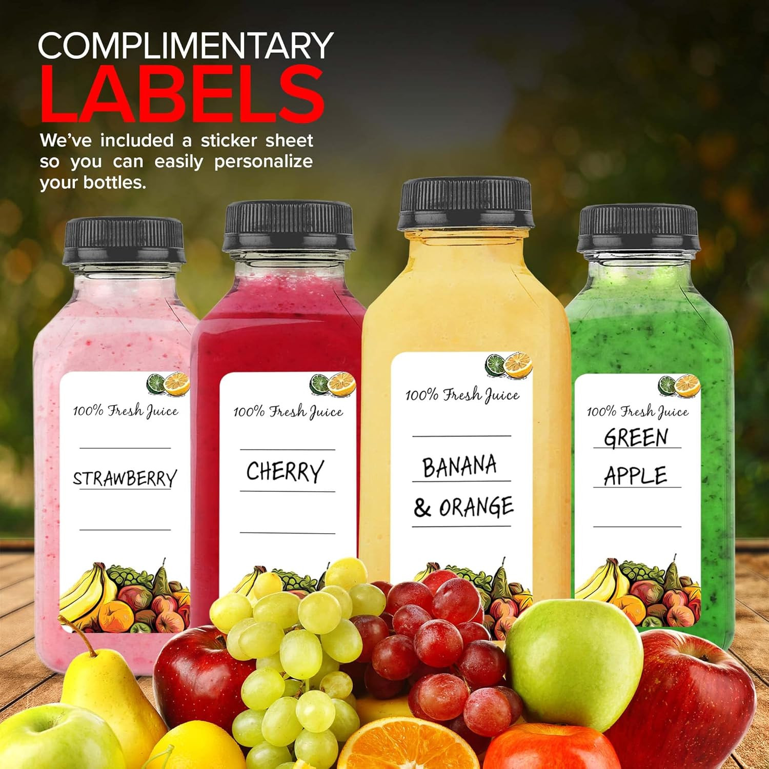 12 Oz Juice Bottles with Caps for Juicing (12 Pack) – Reusable Clear Empty Plast