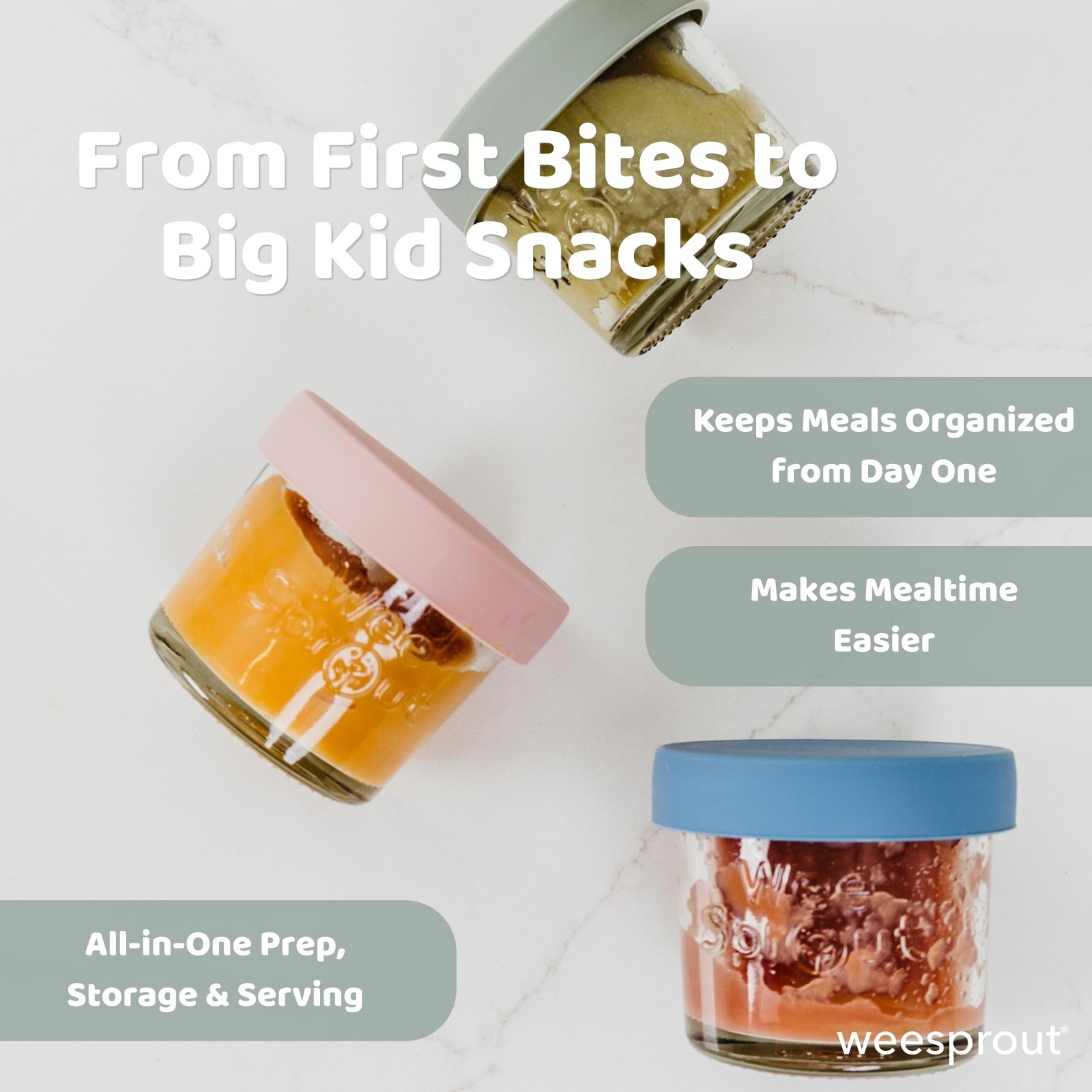 4 oz Glass Baby Food Storage Jars – 12 Pack, Silicone Lids, Reusable Containers