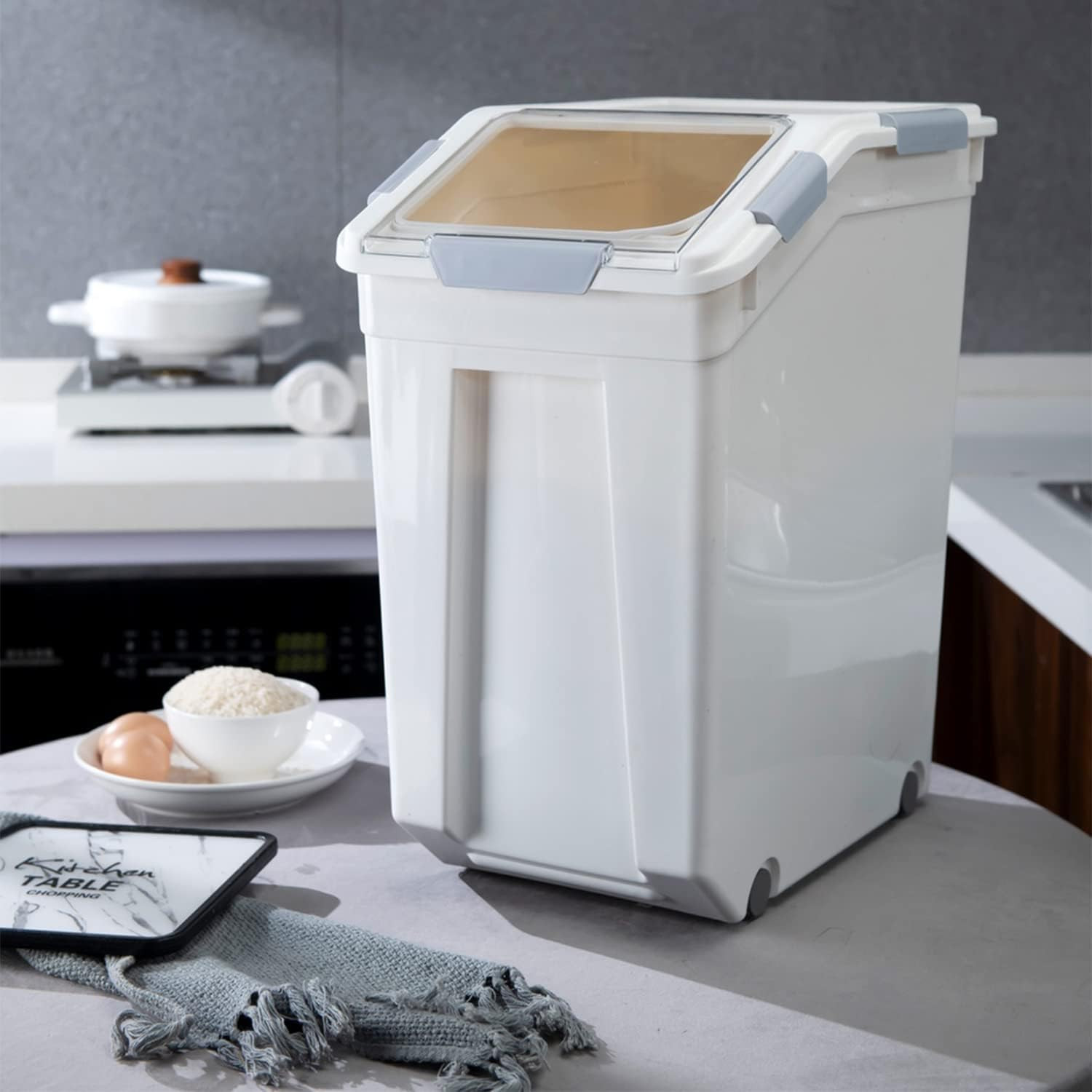 33 Liter / 50 Lbs Rice Storage Container with Measuring Cup, BPA Free, for Rice