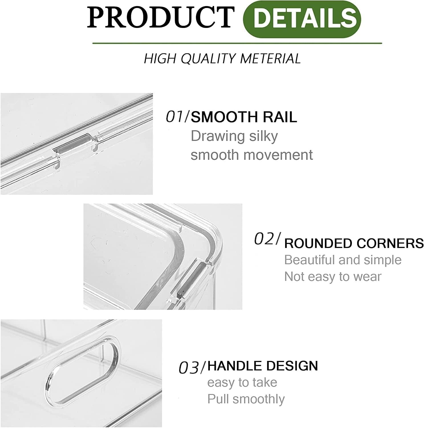 Thickened PET Fridge Drawer Organizers – Complete 3-Pack Set for Neater Storage