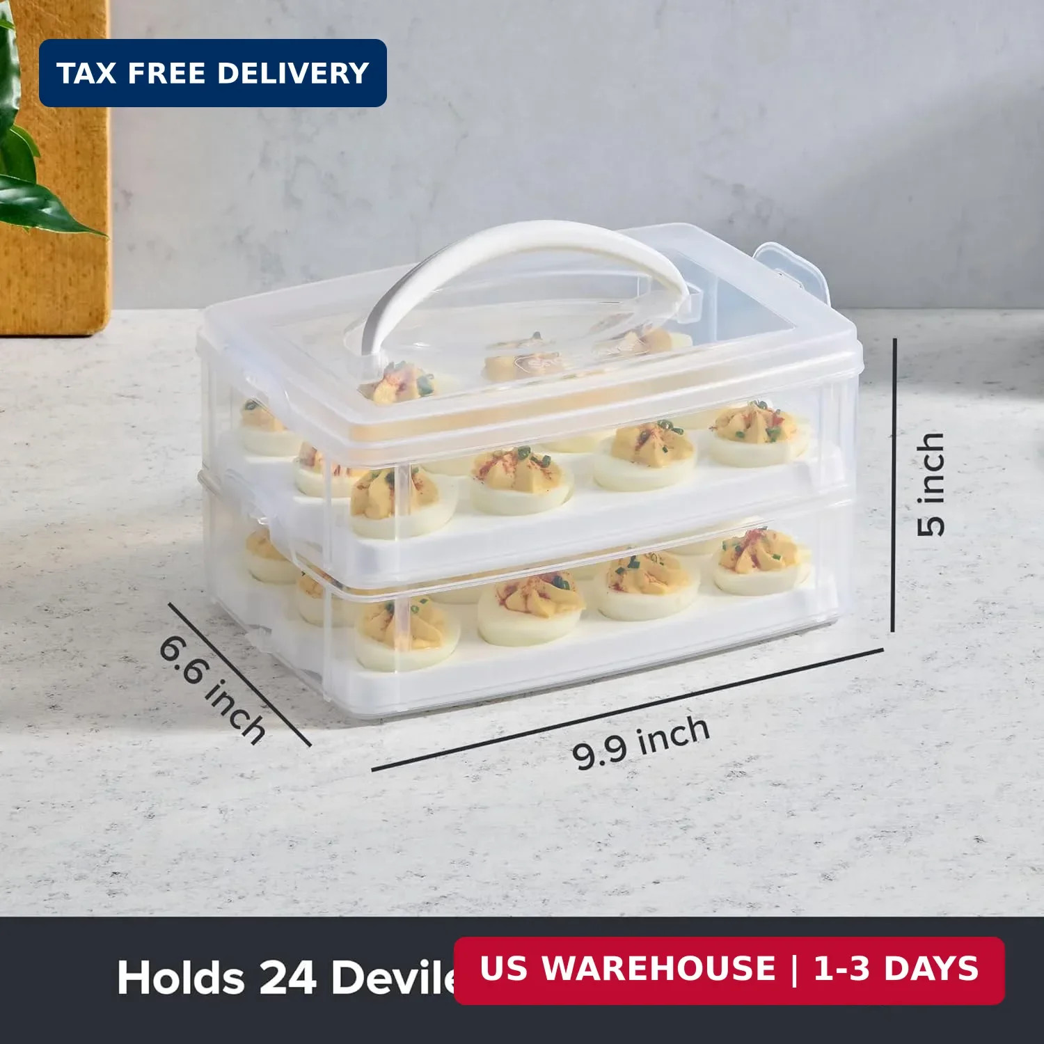 Snapware (2-Layer, 24 Eggs) Plastic Detachable Deviled Egg Carrier Storage Conta
