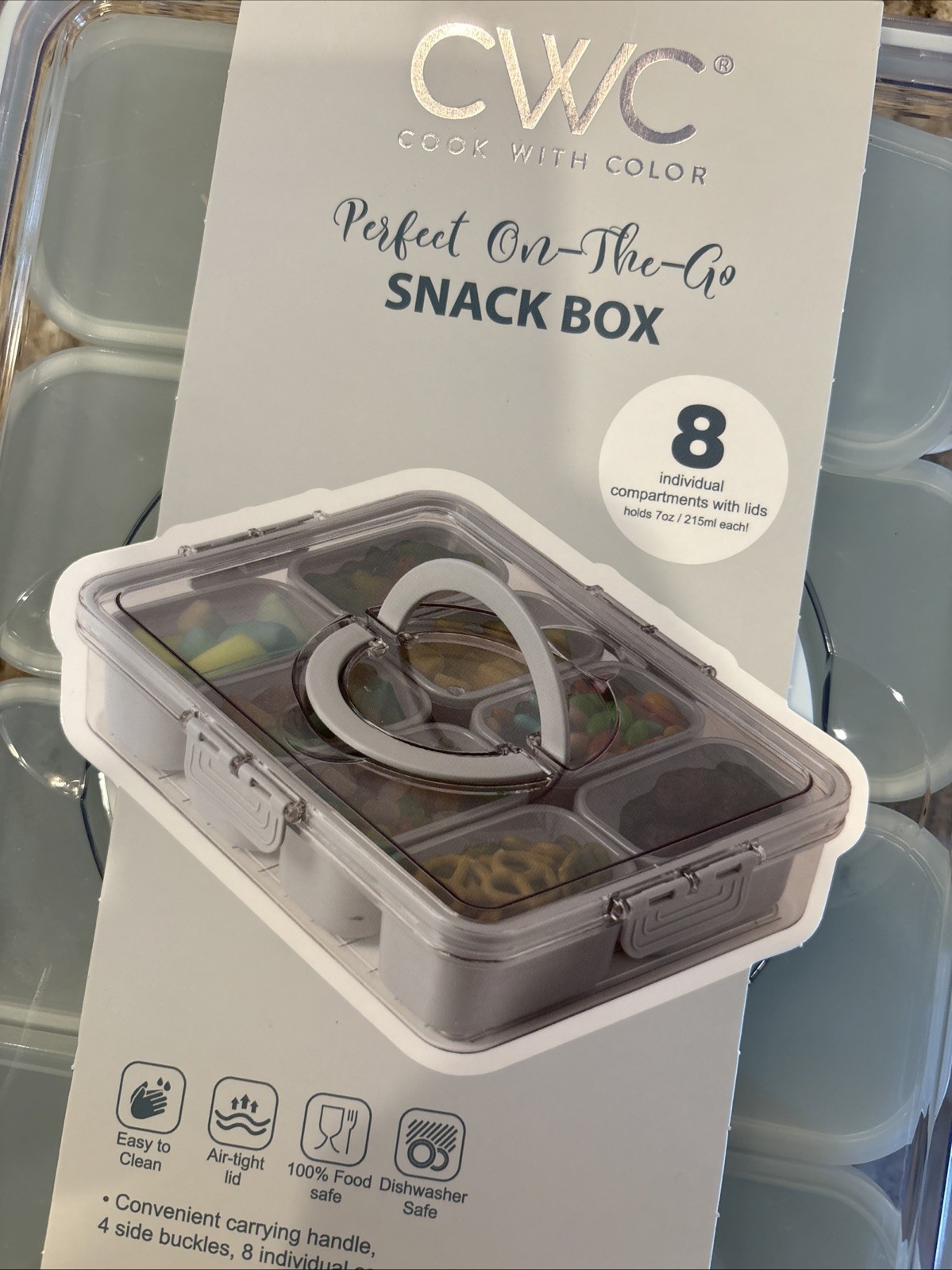 Cook with Color Green Snack Box 8 Individual Compartments BPA Free Plastic New