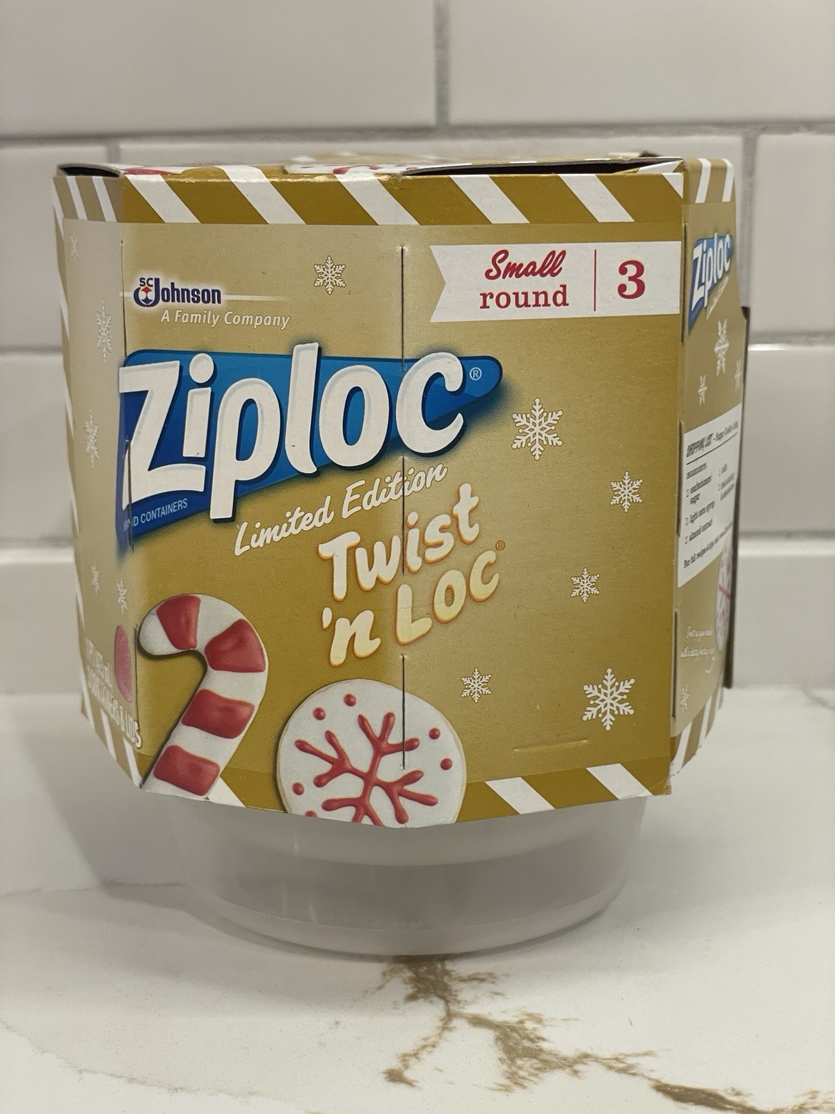 Ziploc Twist n Loc Small Round Containers 3 Pack Holiday Red Lid 1 Pint New