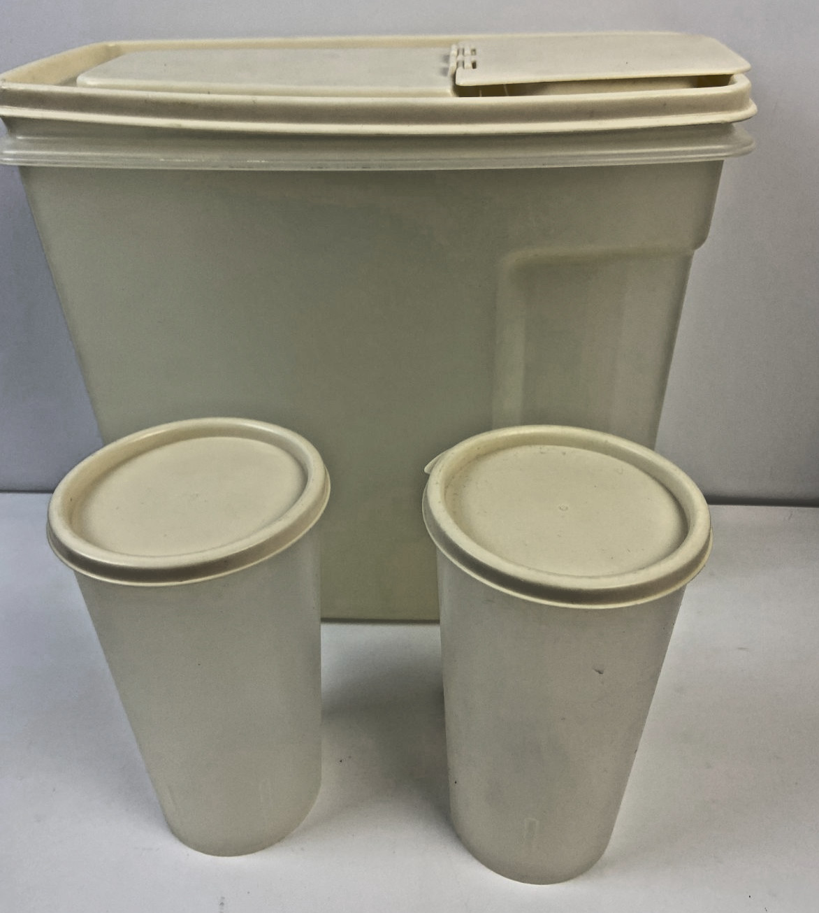 Rubbermaid Servin Saver 1.3 Gallon Plastic with Almond Lid and 2 Cups w/lids