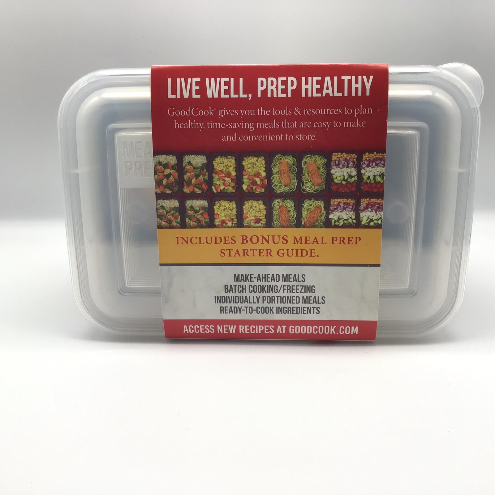 GoodCook 1 Compartment Black Meal Prep Containers & Clear Lids 10 Pack