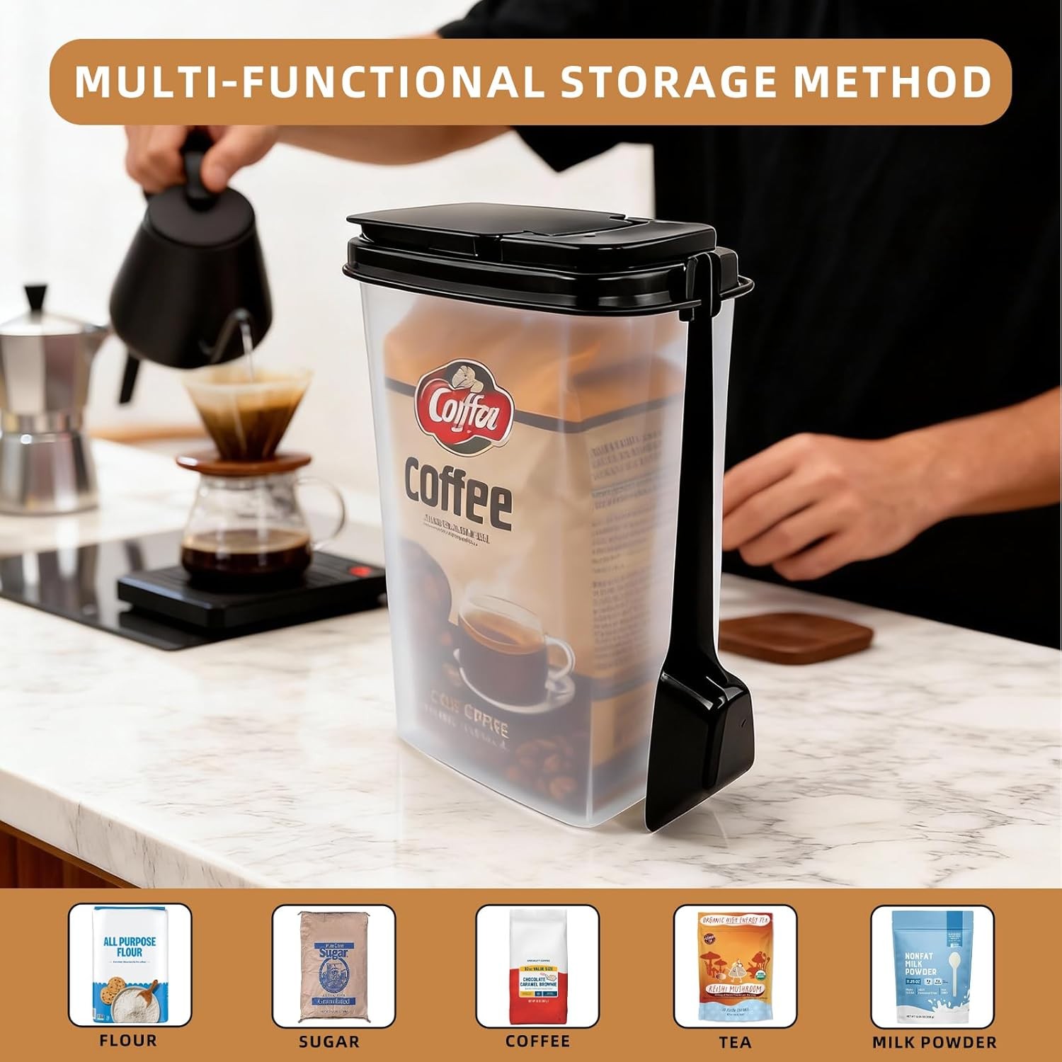 3-Pack 1500ml (51 oz) Airtight Food Storage Containers with Scoop