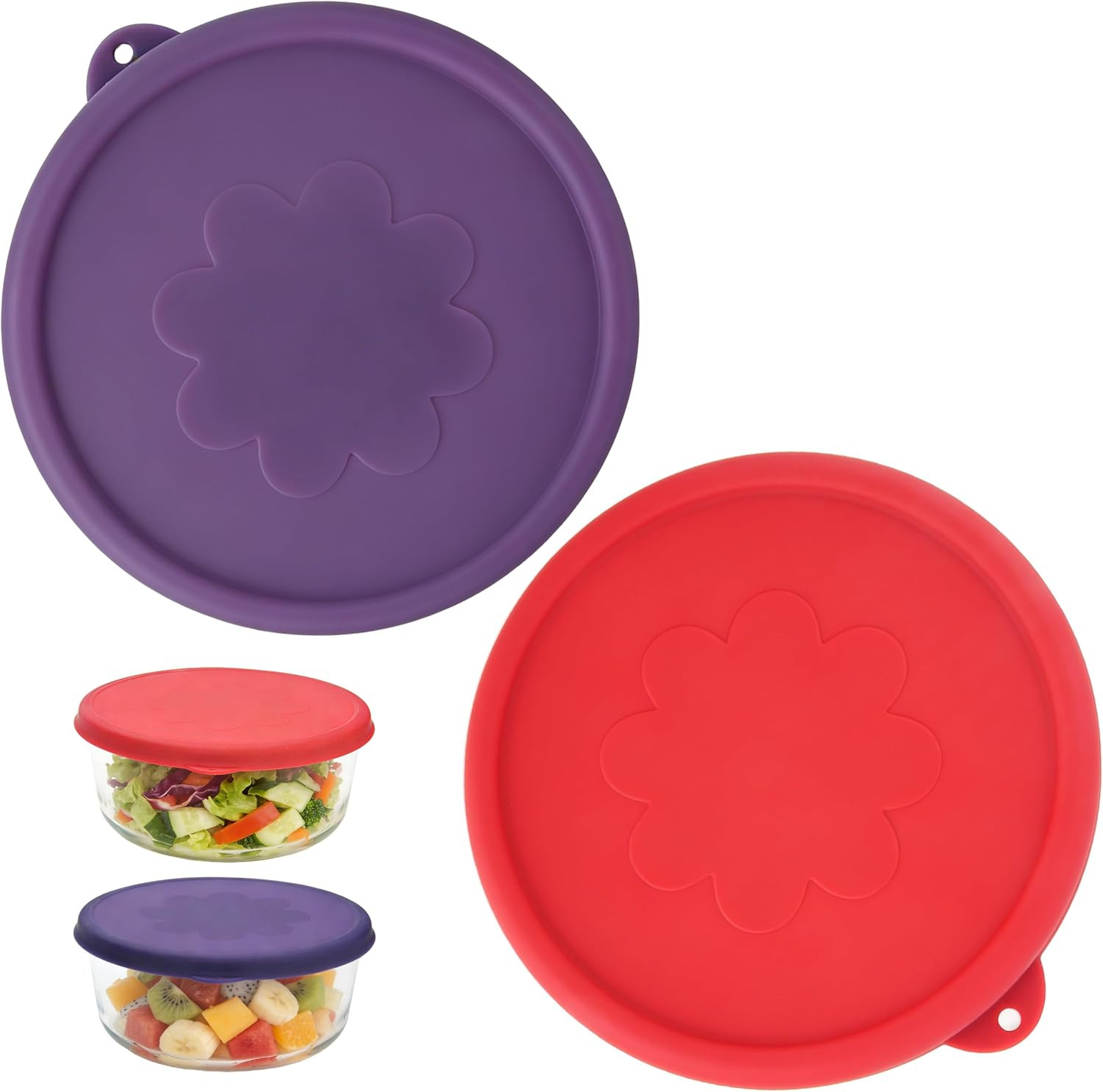 7 Cup Round Storage Cover Lids Replacement For Anchor Hocking Glass Bowls 2 Pack