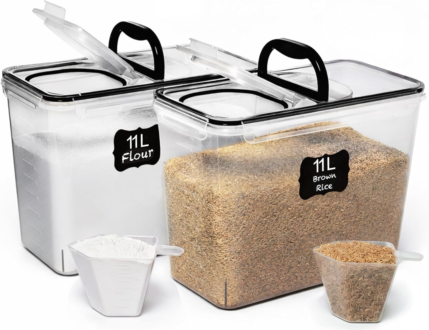 2 PC (11L | 372 Oz) Flour Sugar Storage Containers with Spout Lid & Easy Carry H
