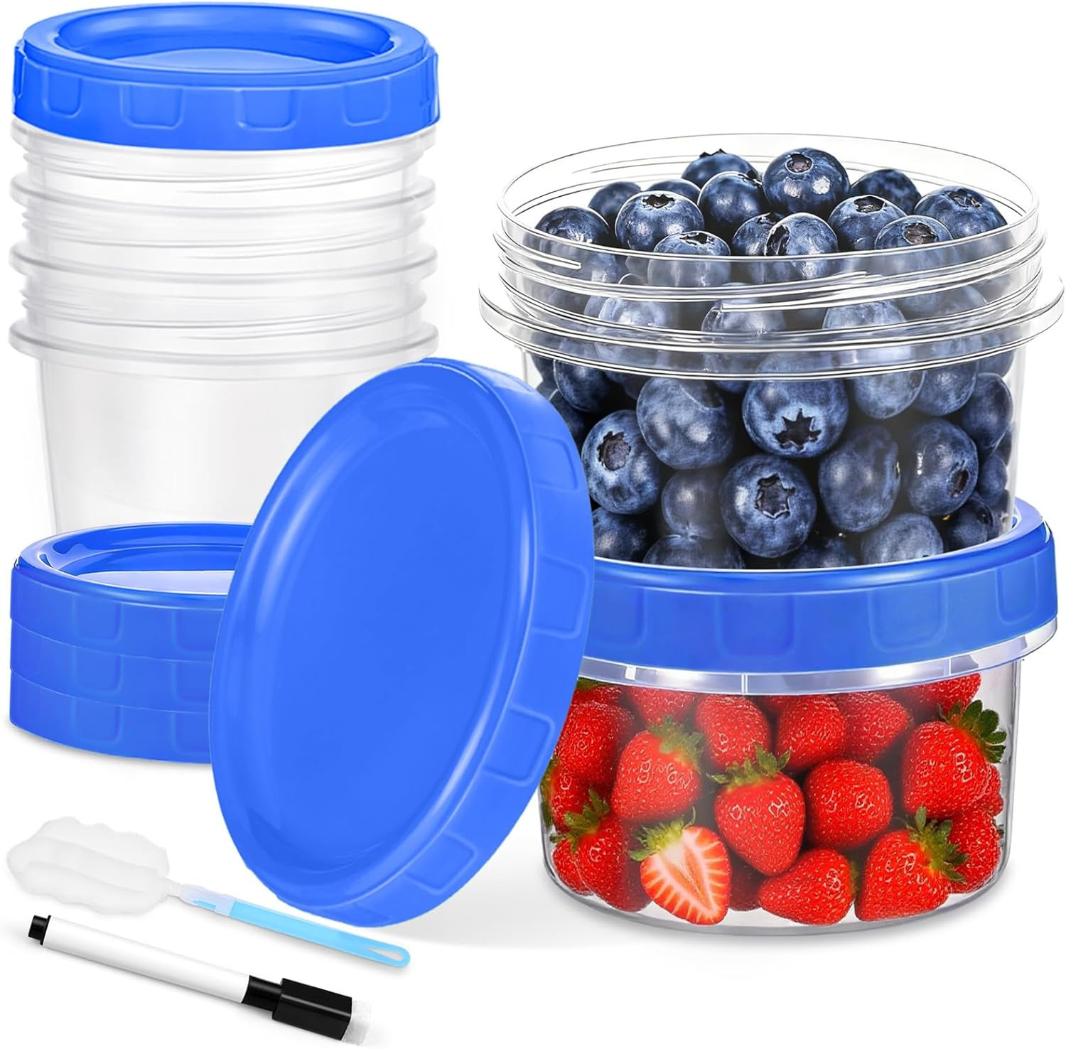 6 Pcs 8 Oz Plastic Containers with Screw Lids, Reusable Clear Food Storage Co…