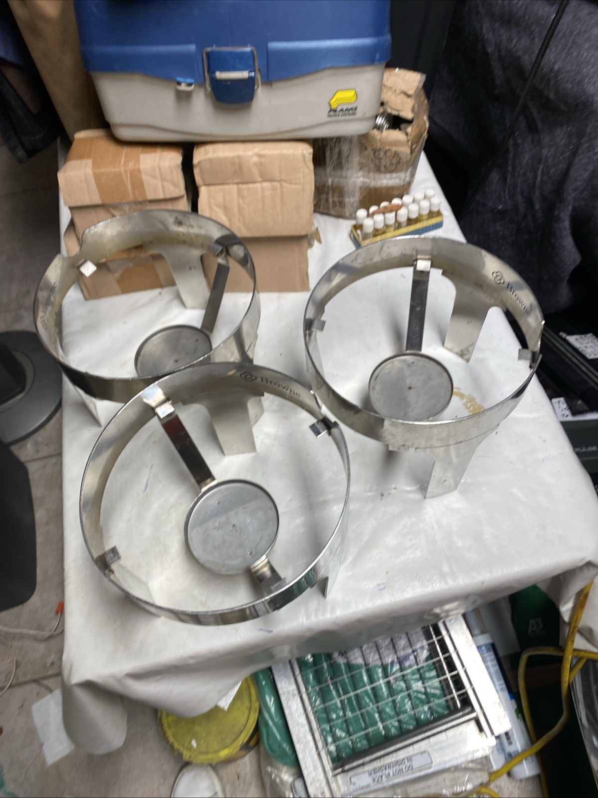 Browne Hot Beverage Dispenser Stand Stainless Drink Chafer Coffee 9” Dia. 3 Lot