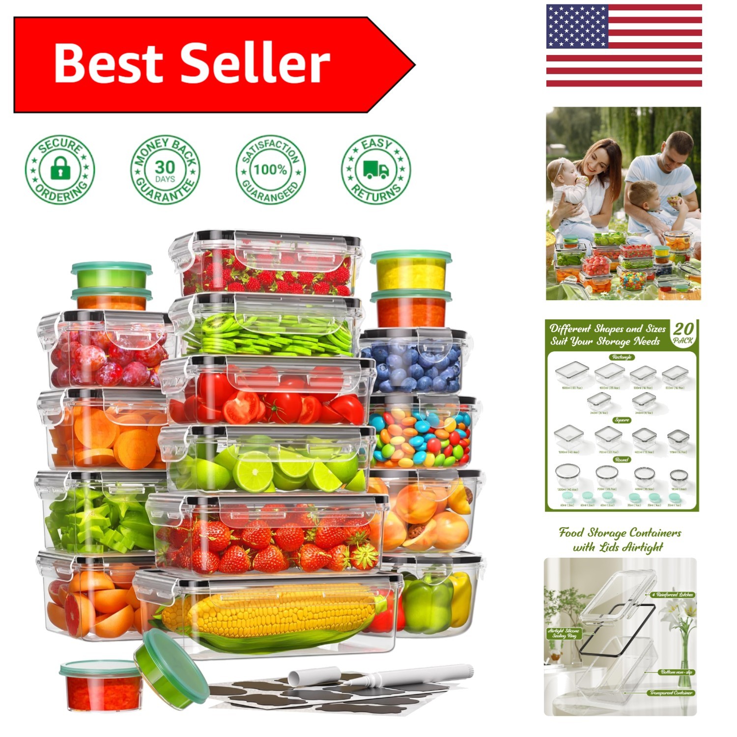 Versatile 40-Piece Food Storage Set: BPA-Free, Stackable & Leak-Proof Solution