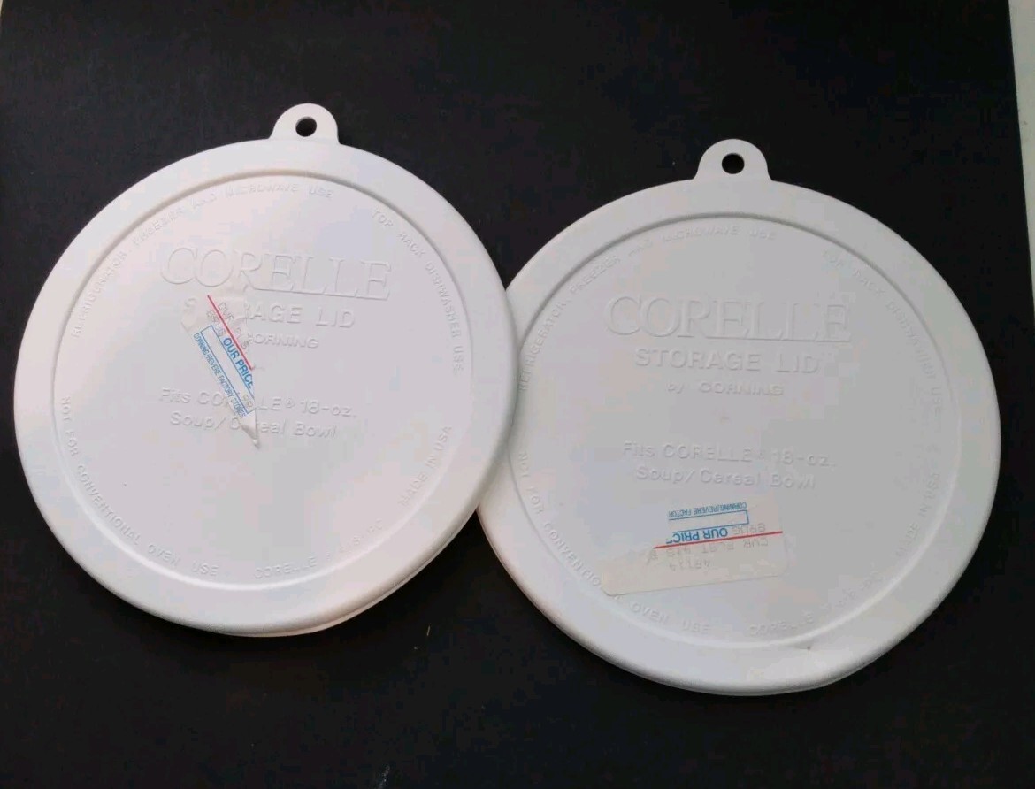 2 New Corelle Storage Lid White 418-PC 18 Oz Replacement Soup Cereal Bowl