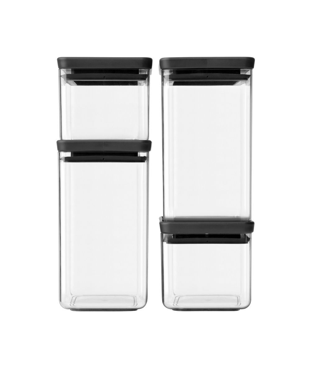 Brabantia Square Canisters, Set of 4 (Dark Grey)