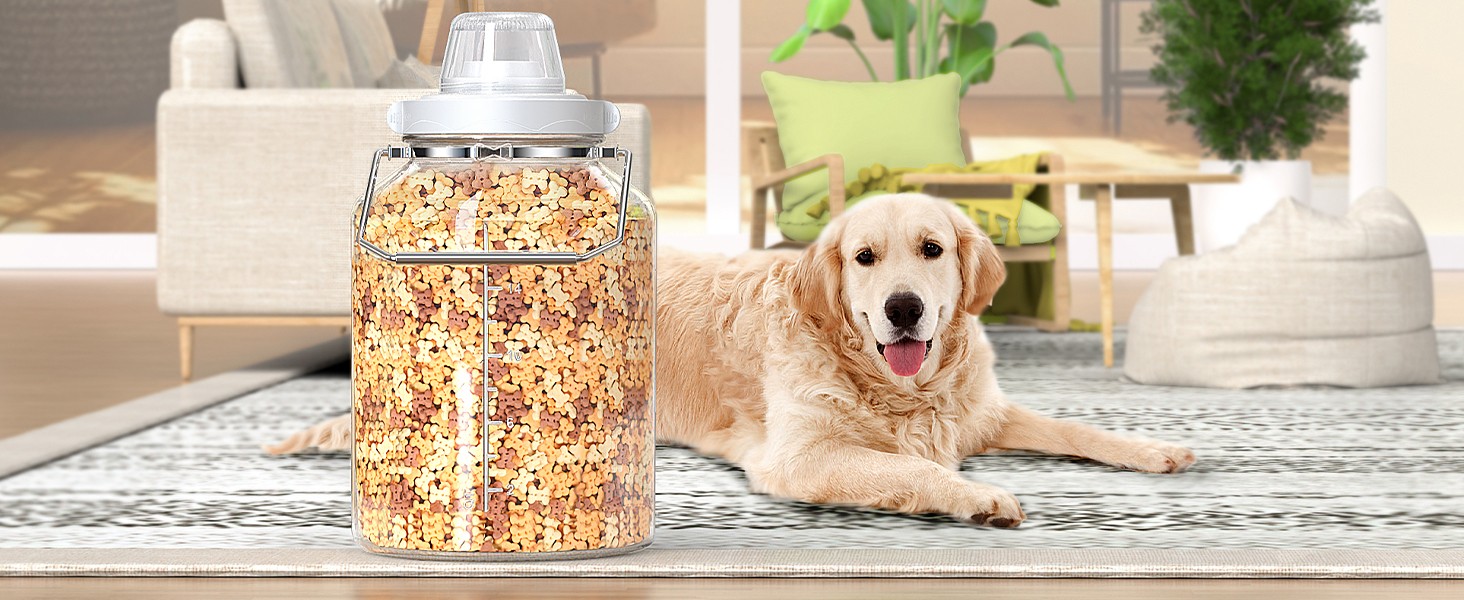 5 Gallon Air Tight Glass Storage Jars, 6.4inch Wide Mouth Canister with