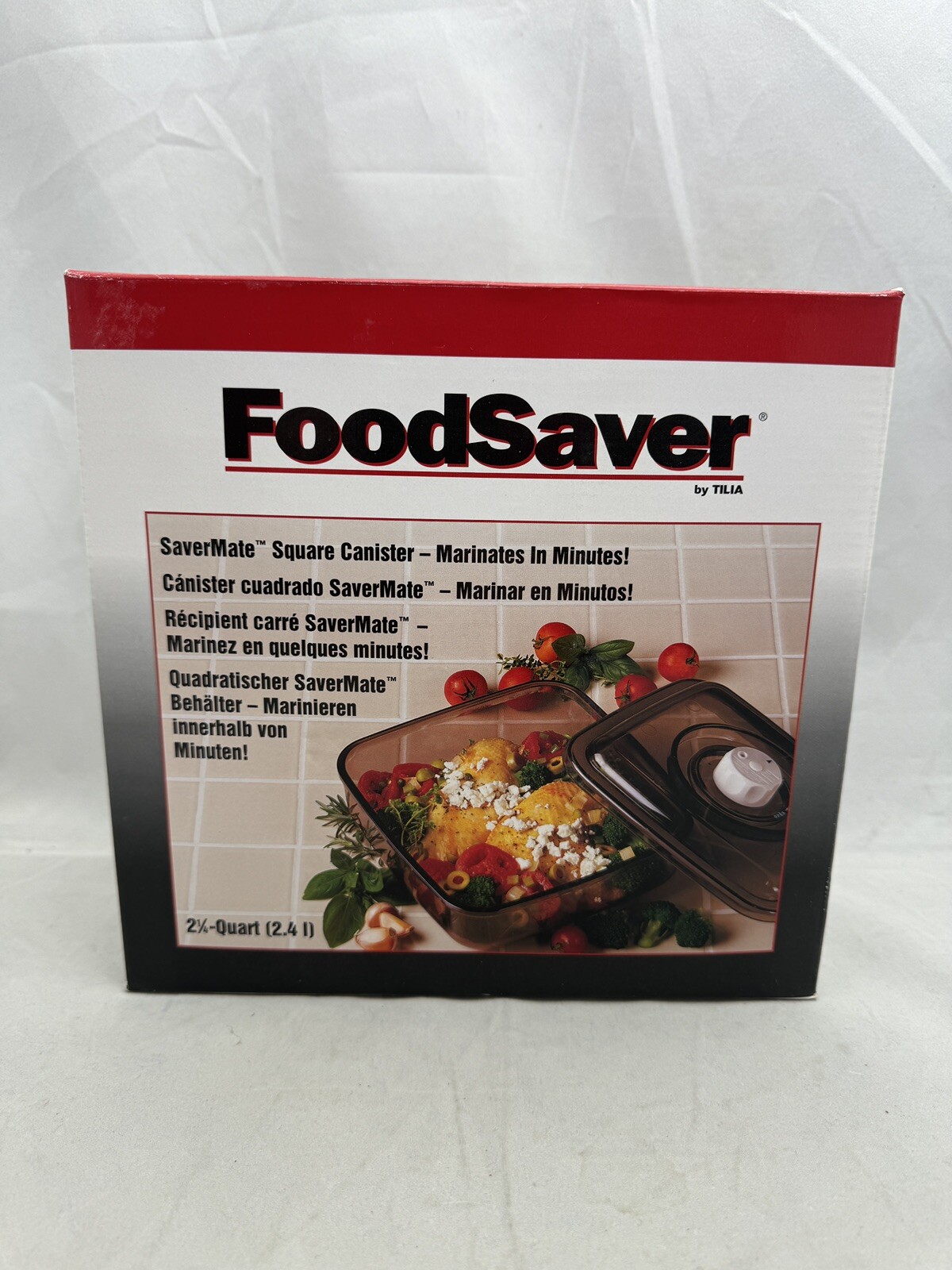 FoodSaver 2 1/4 Quart SaverMate Square Canister Marinating Container Lid Tilia