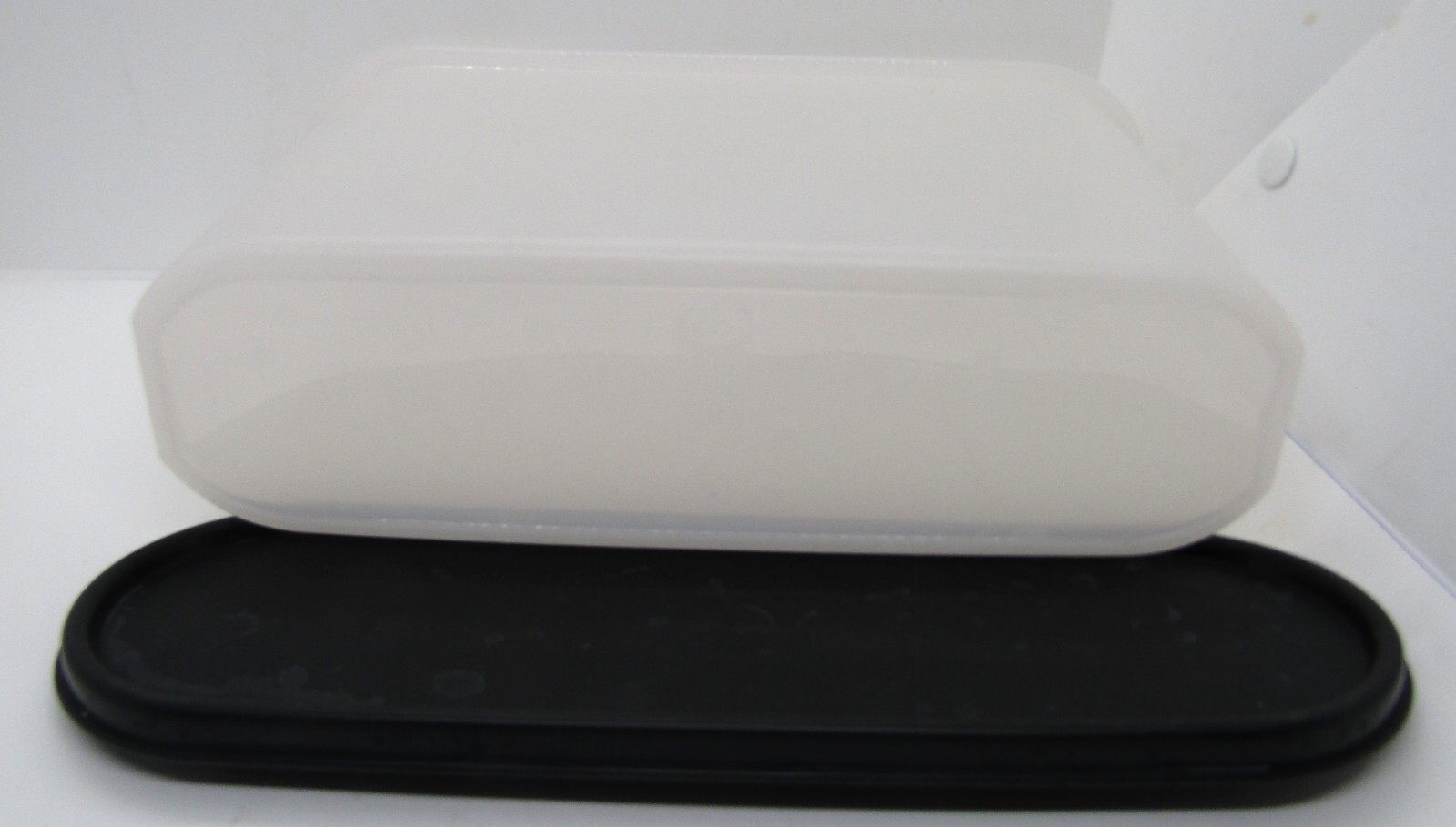 Vintage Tupperware Black Lidded Modular Storage Container, 2401B-1.