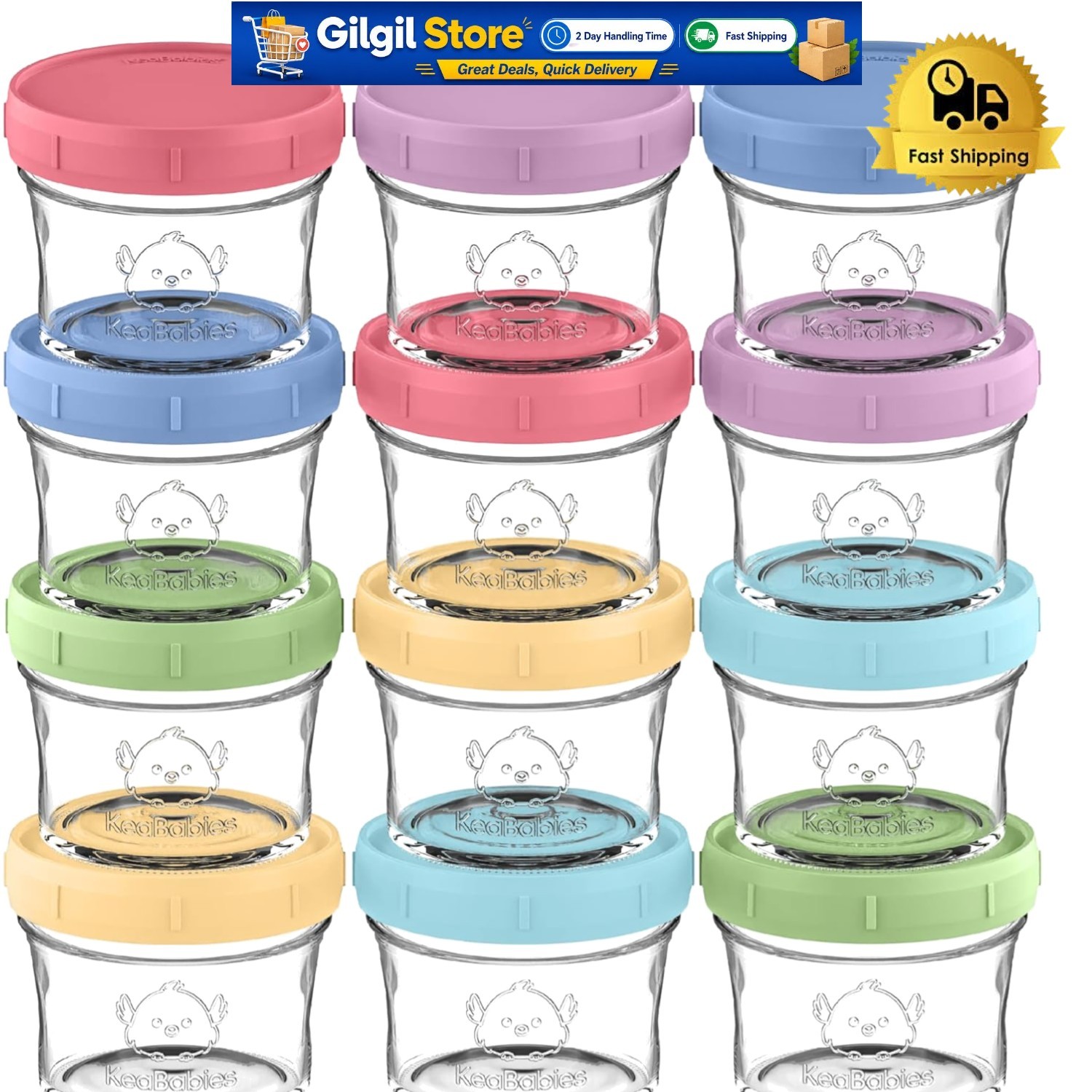 Microwavable 4oz Baby Food Storage Jars – 12-Pack, Leak-Proof Glass Containers