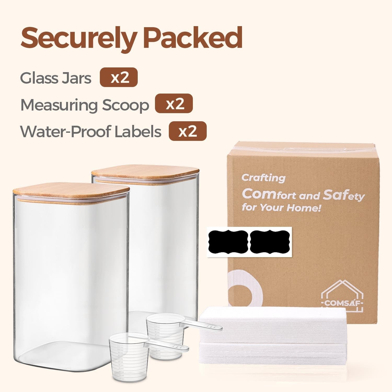 1.2 Gallon Wide Mouth Flour Sugar Storage Containers 2 Pcs, 4.6 Qt Glass Storage