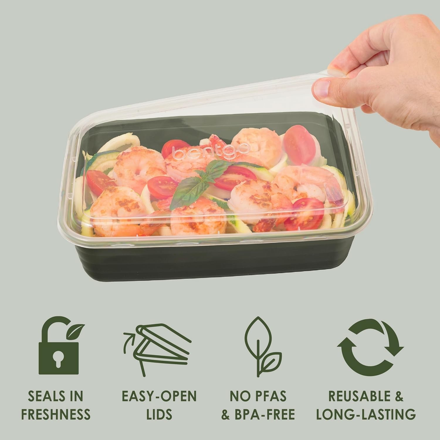 Reusable 20-Piece Microwave & Freezer Safe Meal Prep Containers in Khaki Green