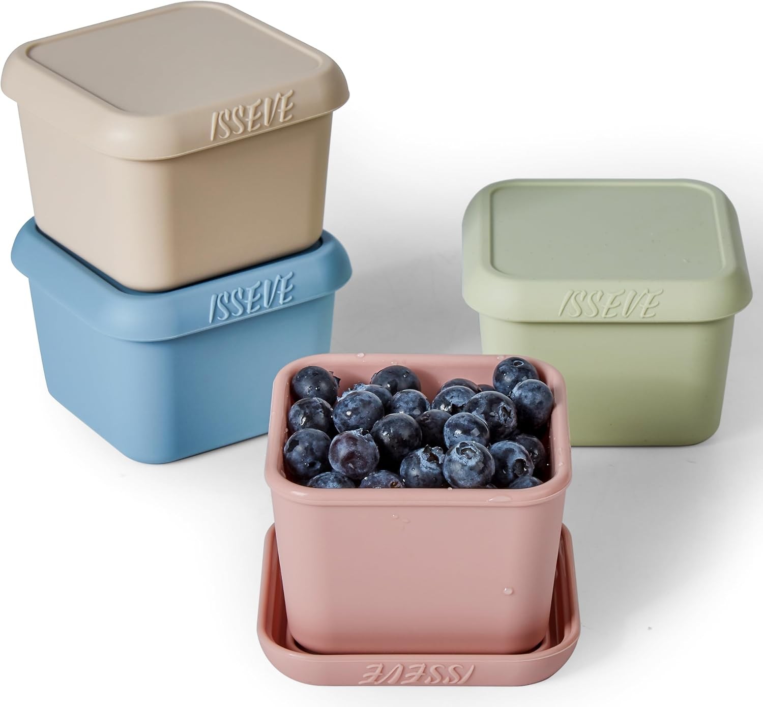 ISSEVE 4pack 6oz Silicone Snack Containers for Kids, Reusable Small Containers w
