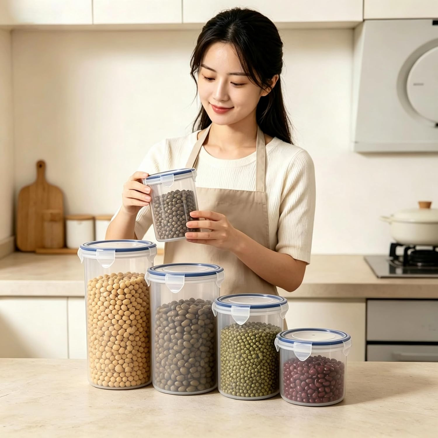 Food Storage Containers Set for 4 Pack, Freezer Containers with Airtight Lids…