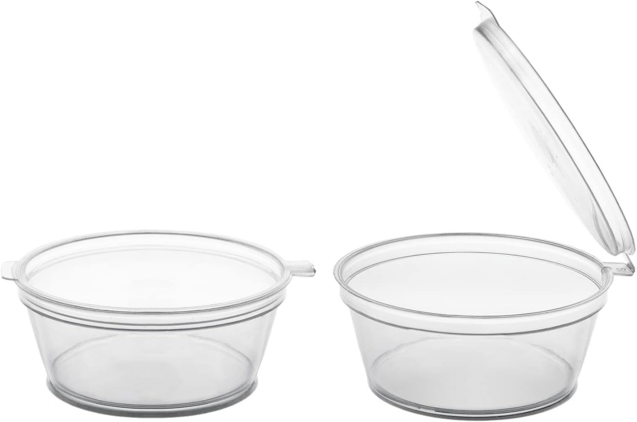 Leak Proof Plastic Condiment Souffle Containers W/ Attached Airtight Portion Cup