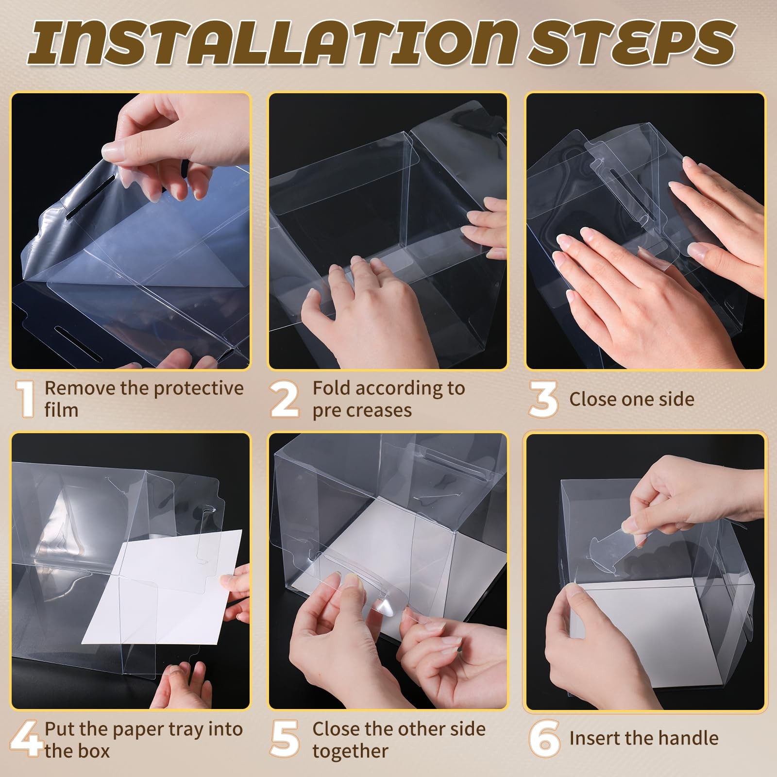 3 inch Clear Cake Boxes 30 Pack – Transparent Bakery Boxes with Handles for C…
