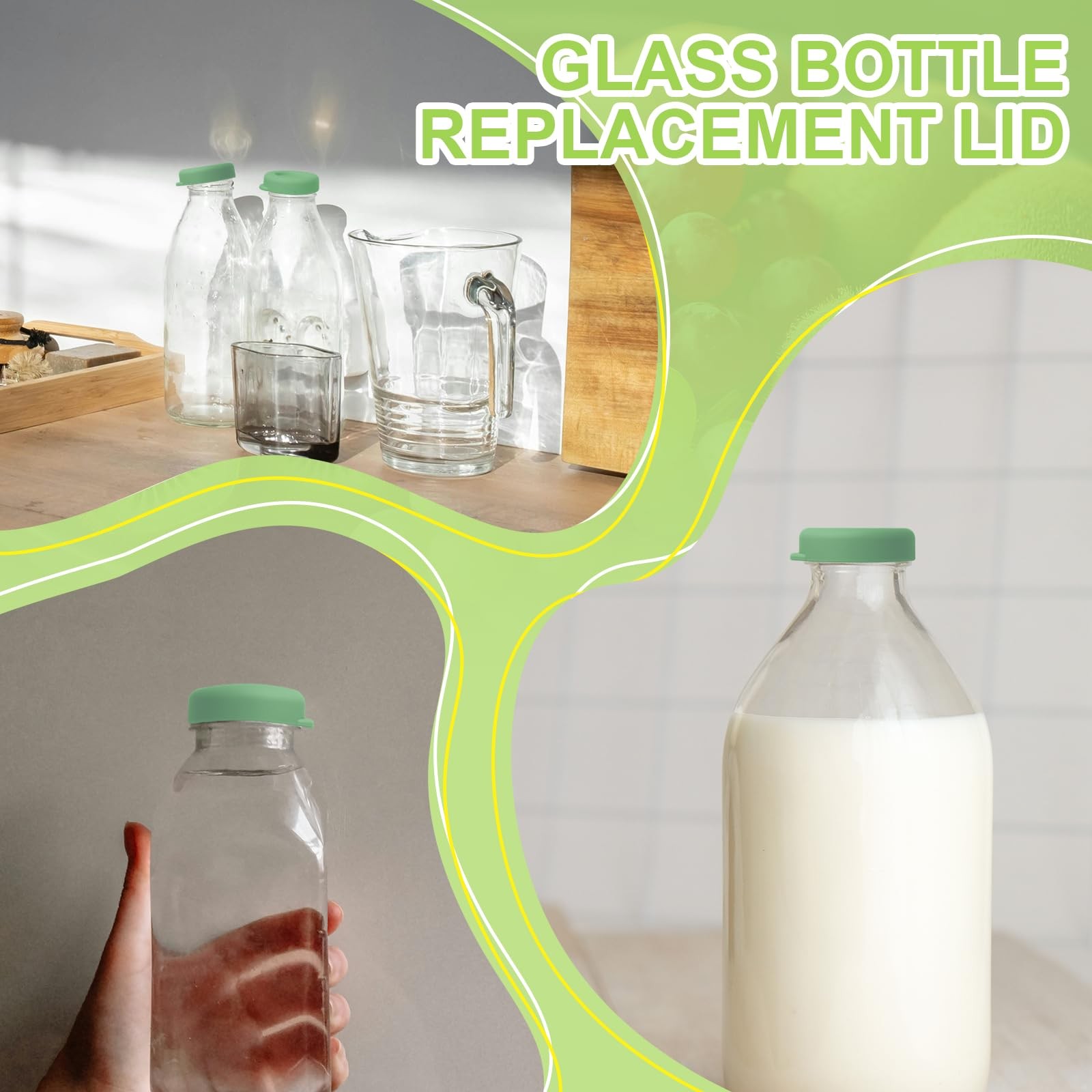 6 Pcs Milk Bottle Caps – 48mm Diameter Reusable & Airtight Lids for Stanpac &…