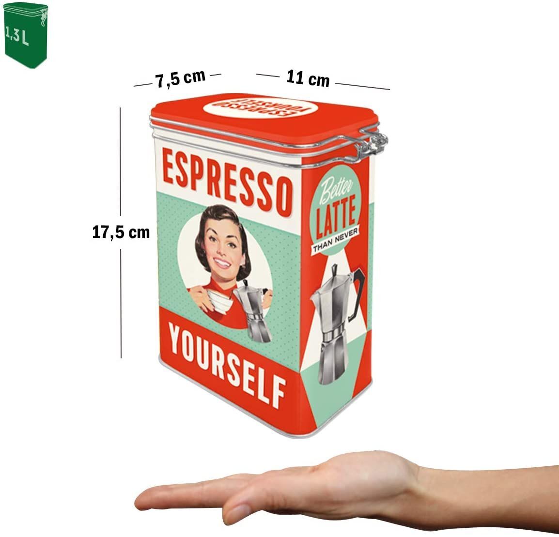 Nostalgic-Art – Metal Food Coffee Sugar Storage Tin Container Box – Espresso