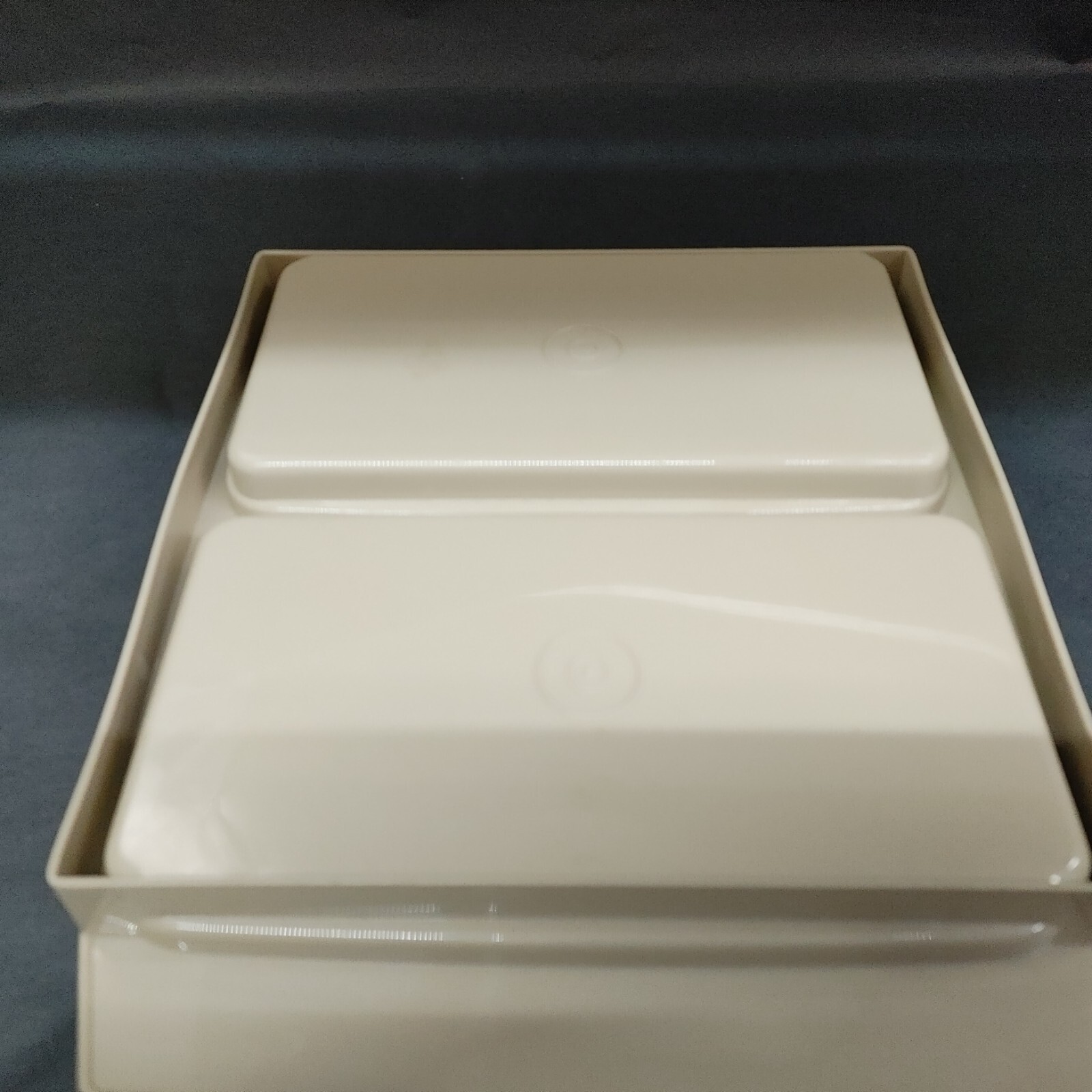 Tupperware 723-2 Tan Beige Deviled Egg Keeper Container Trays 665-2 Lid 722-1