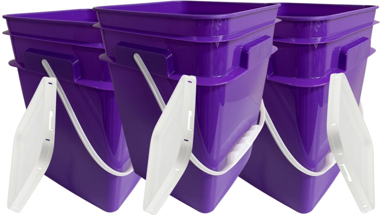 4 Gallon Food Grade Bucket Pail Plastic Handles and lids (Pack of 3) Made in US