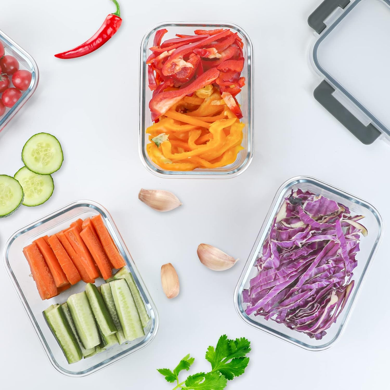 Glass Meal Prep Containers Set – 8x30Oz & 10x22Oz for Easy Meal Storage