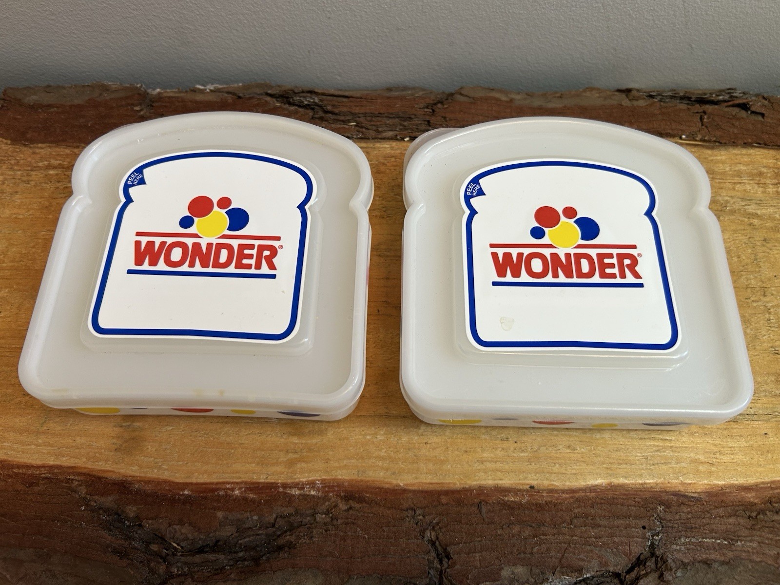 VTG, Wonder Bread,PLASTIC, Sandwich, Storage Containers. Set Of 2. Very Clean!