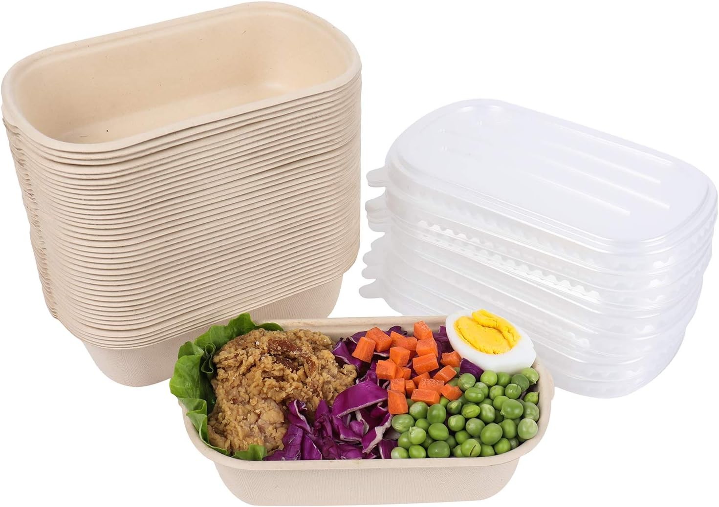 23 oz Disposable salad bowls W/ lids Sugarcane Fiber Paper Bowls take away food