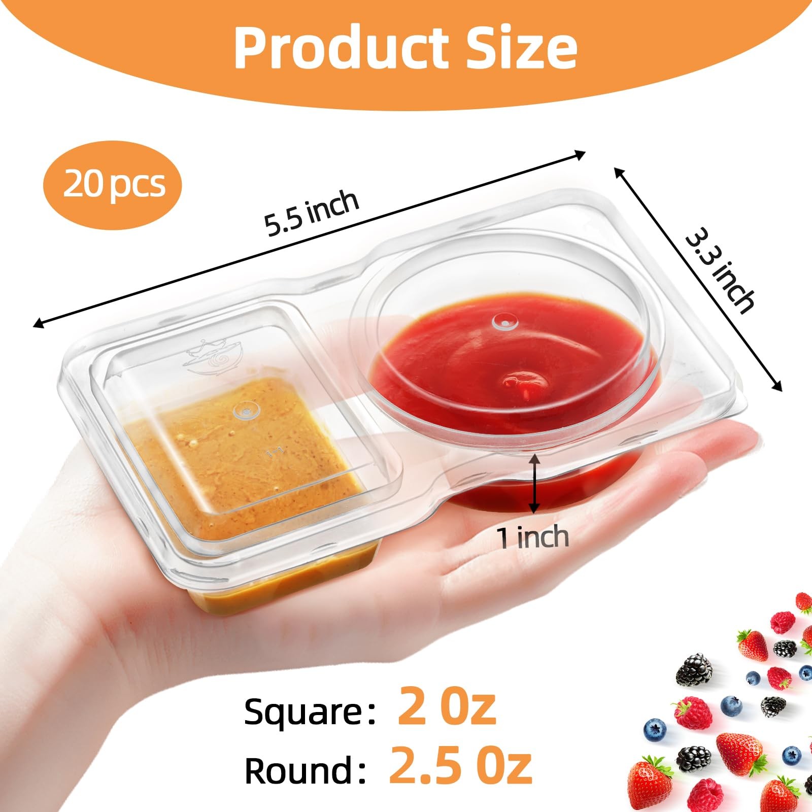 20 Pack 2 Compartment Snack Containers with Lids – Leak-Proof, Reusable Plast…