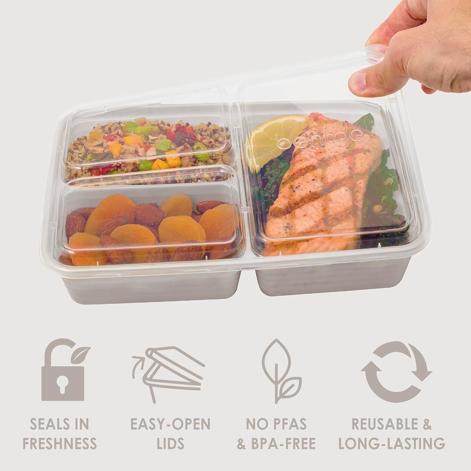 3-Compartment Meal Prep Container Set – 20 Pieces, Perfect for Healthy Portions