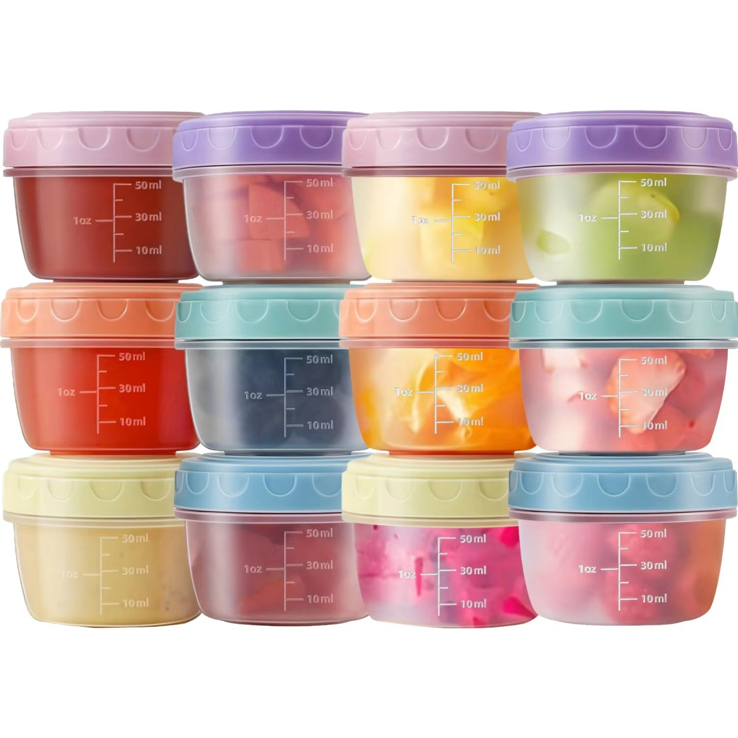 6 Pack 2oz Salad Dressing Containers with Lids Dipping Sauce Cups for Snacks