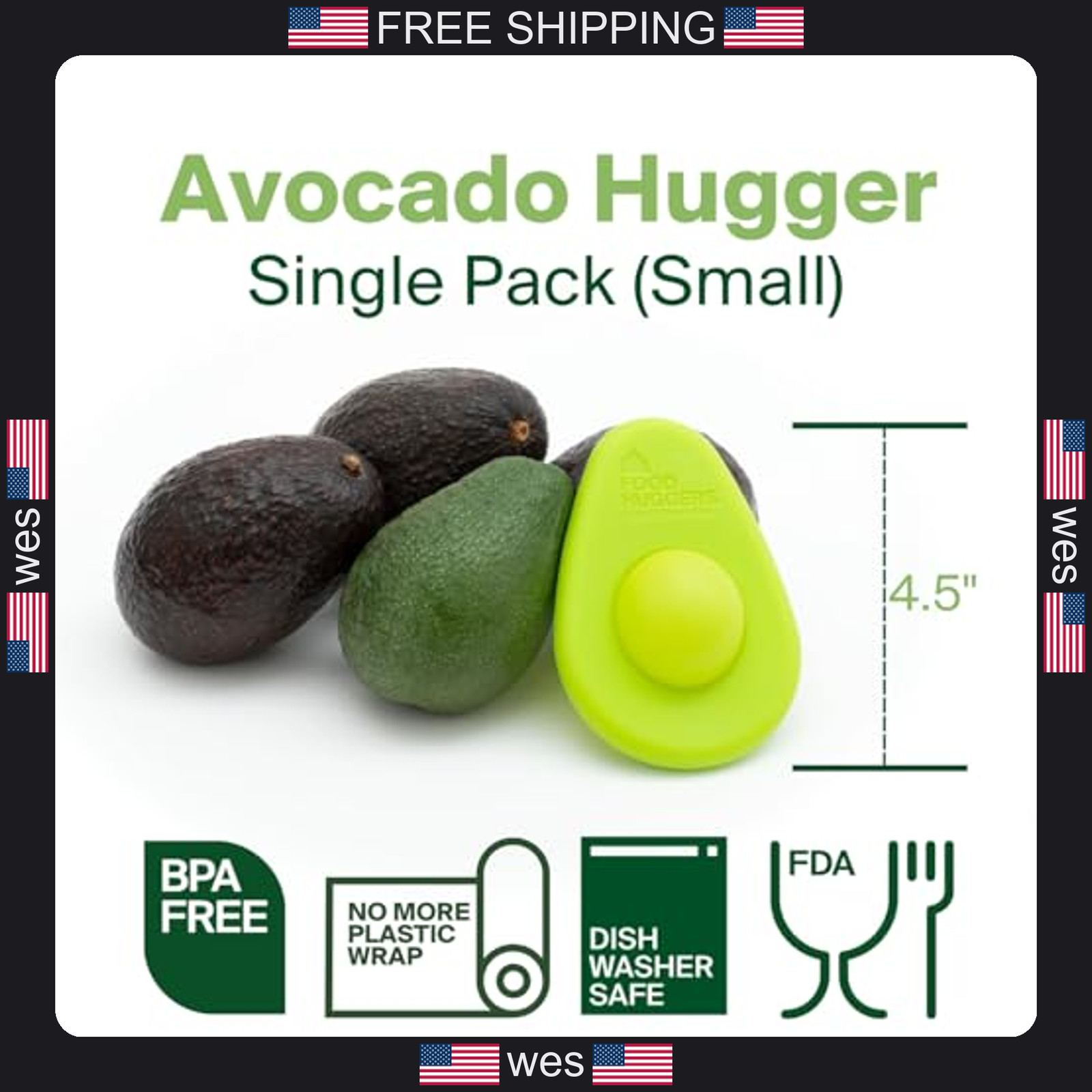 Food Huggers Avocado Saver BPA-Free Silicone Reusable Freshness Keeper