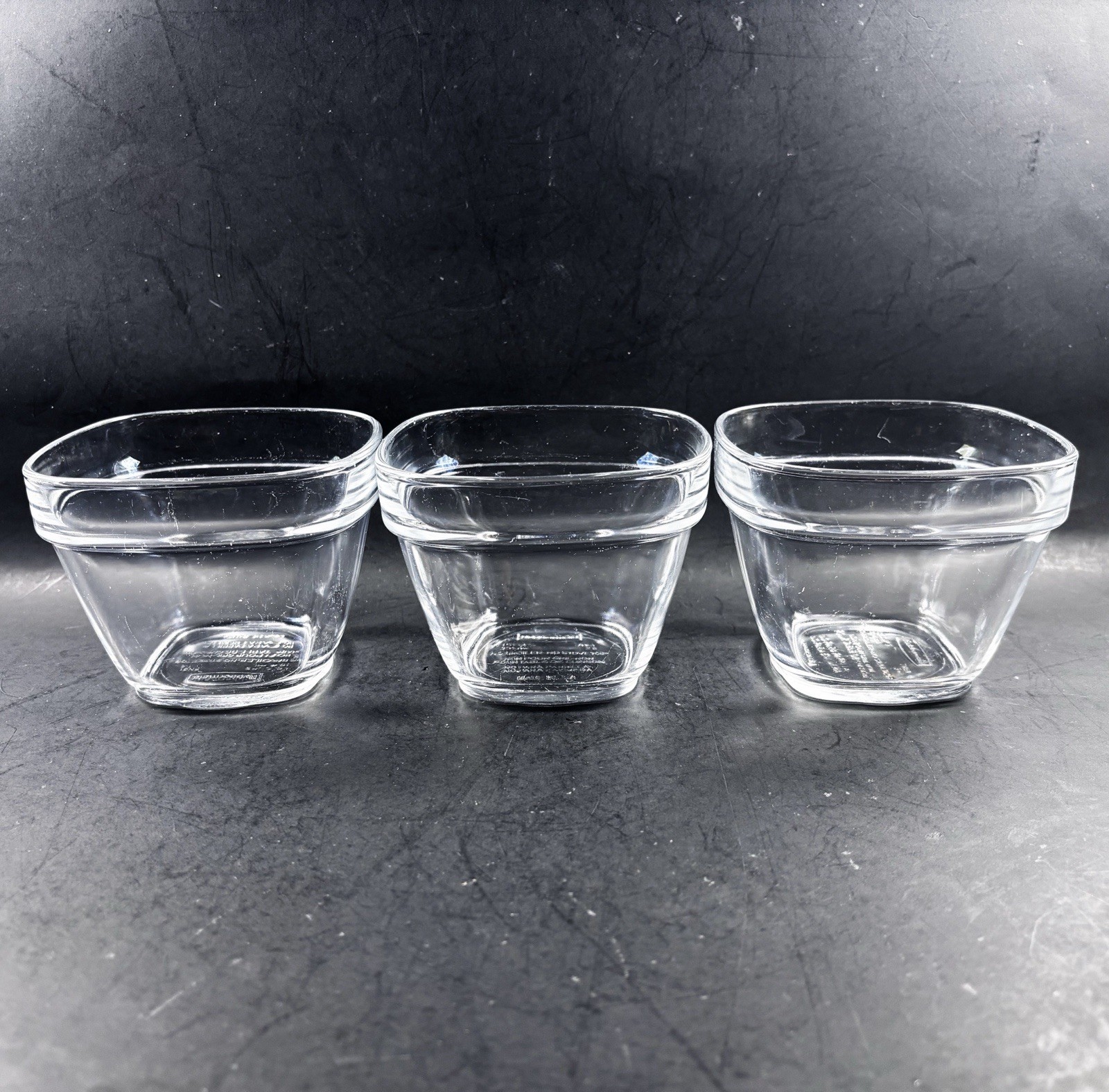Rubbermaid (1.5 cup) GLASS Food Storage Square Bowl Container No Lids Set of 3