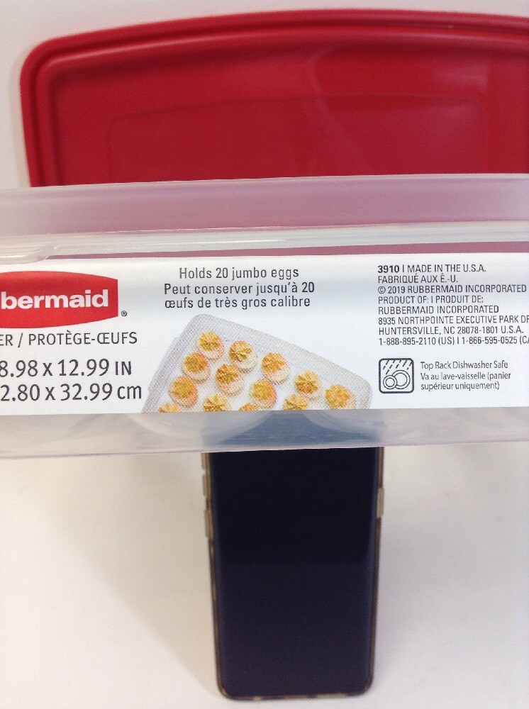 Rubbermaid Plastic Egg Container Holds 20 Eggs Clean with Red Lid