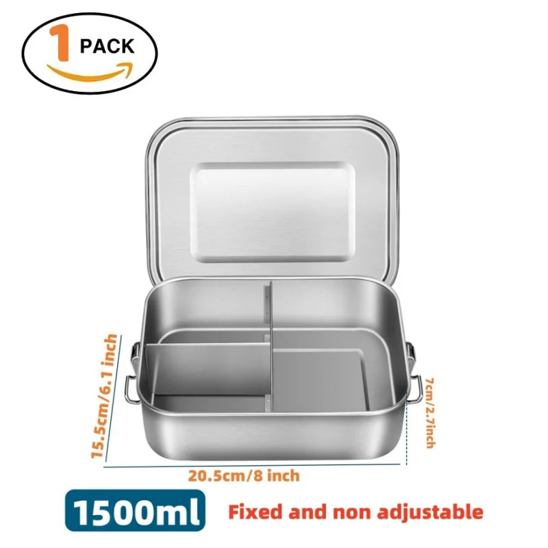 1 Pc 304 Stainless Steel Airtight Bento Lunch Box BPA Free Adult Meal Prep Box