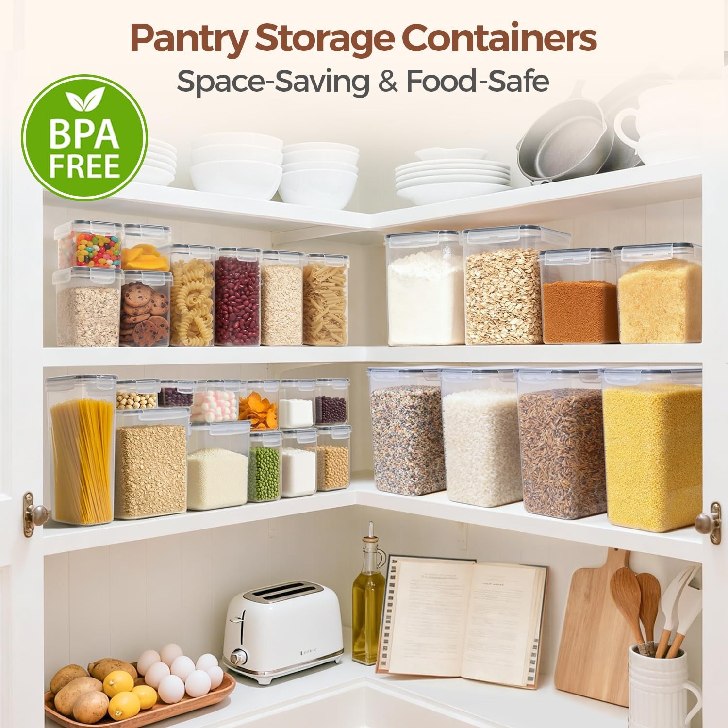 Food Storage Containers with Lids Set of 3 (2L/2.1Qt) (1.4L/1.5Qt) (0.8L/0.8Q…