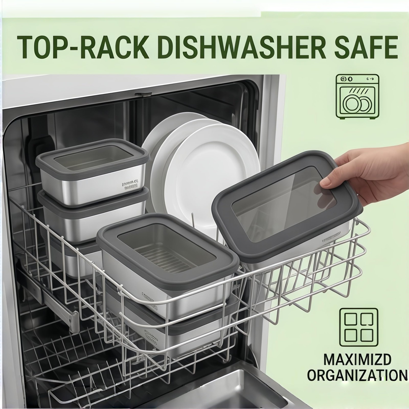Stainless Steel Food Storage Containers with Leak-Proof Silicone Lid, Set of …