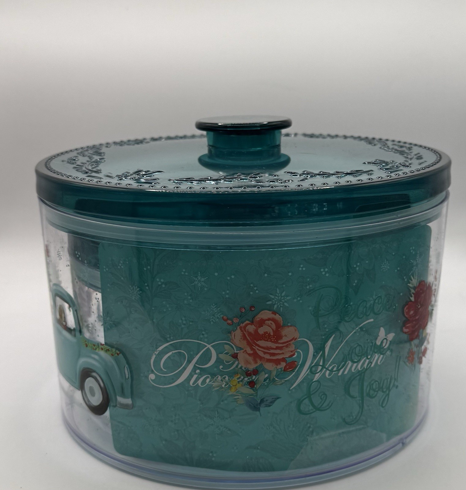 Pioneer Woman Cookie Treat Containers 2 Pk Nesting Canisters Holiday Truck, New