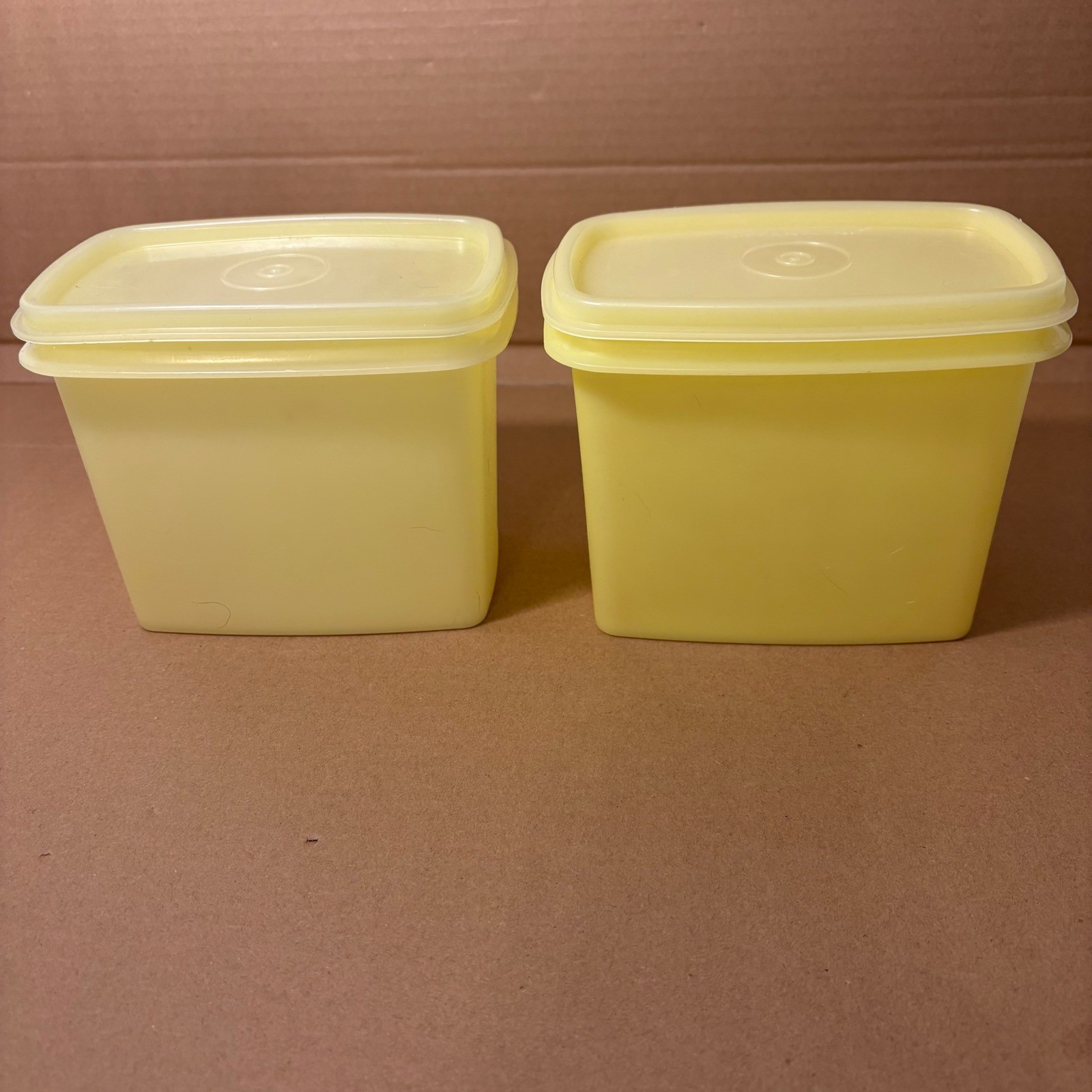 Tupperware Yellow Food Storage Containers Set of 2 with Lids 1243-10 Vintage