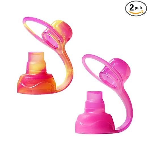 ChooMee SoftSip 2CT Food Pouch Top, Yellow Pink Swirl