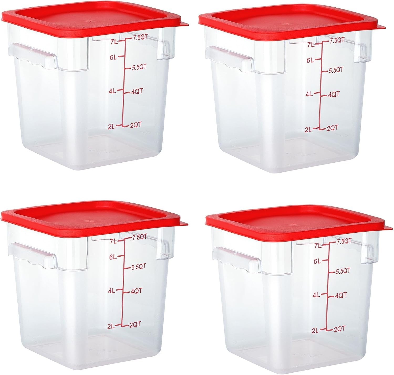 4 Pack 8 Qt Square Polycarbonate Food Storage Containers with BPA-free PC with s