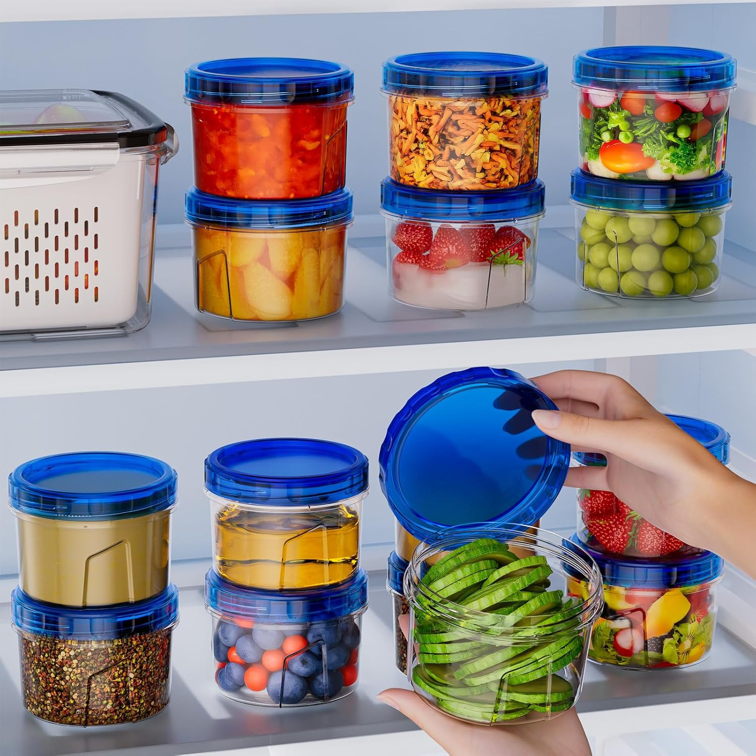 6 Pack-16 OZ Freezer Storage Containers, Small Plastic Containers with Twist Top